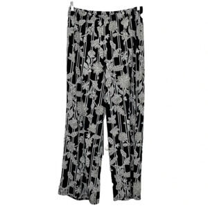 Bob‎ Mackie wearable art black floral pants stretchy waist business casual pants